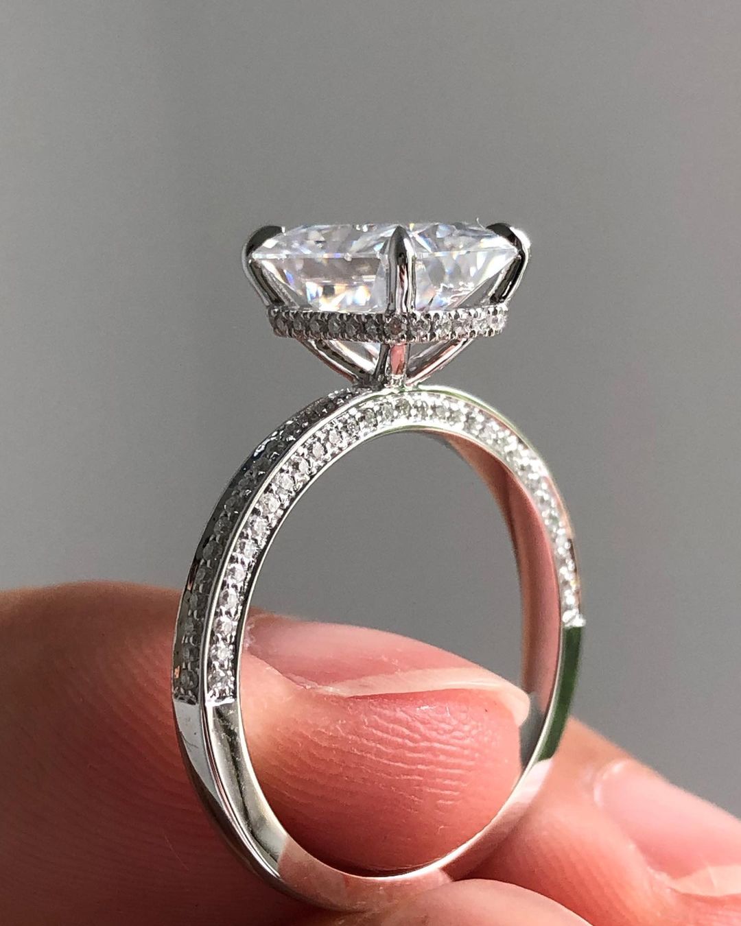 Radiant Cut 5.30 Carat IGI Certified E Color VVS2 Clarity Lab Grown Diamond Engagement Ring Hidden Halo and Side Round Diamonds, Gift for wift