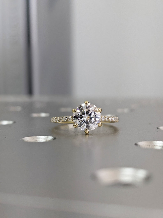 14K Solid Gold Rings/ 1CT Round Moissanite Engagement Ring/ Stacking Rings/ Promise Ring/ Moissanite Ring/ White Gold Ring For Women