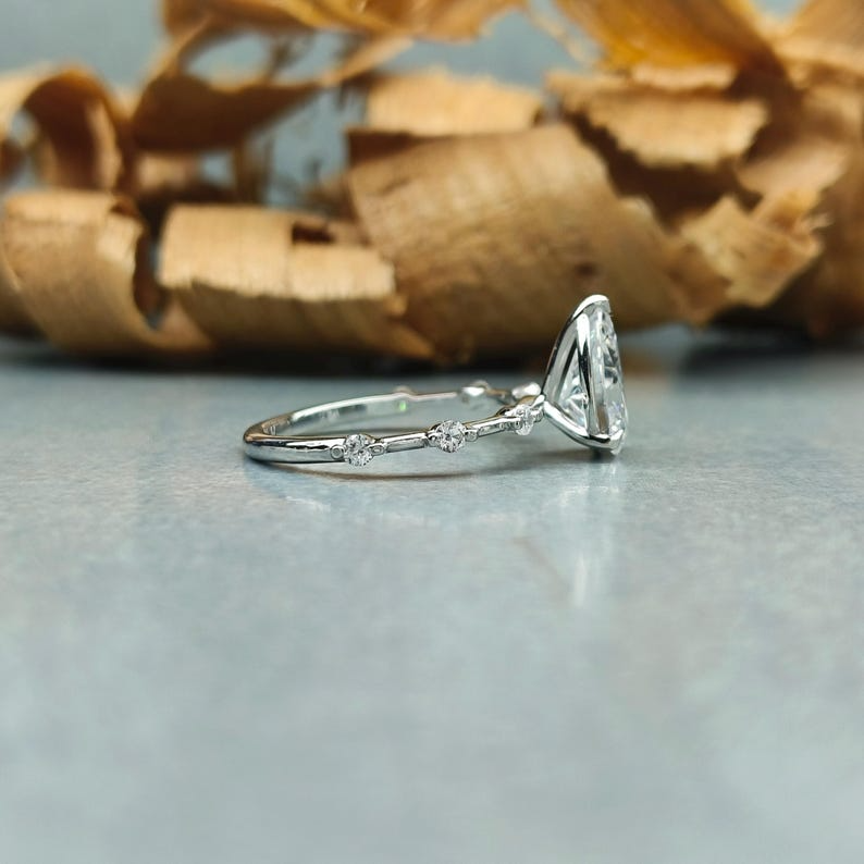 2 ct Pear Cut Solitaire Engagement Ring / 12X8mm Pear Cut Solitaire Accent Wedding Ring /9X6mm Pear Diamond Moissanite Ring/Gift Ring For Her