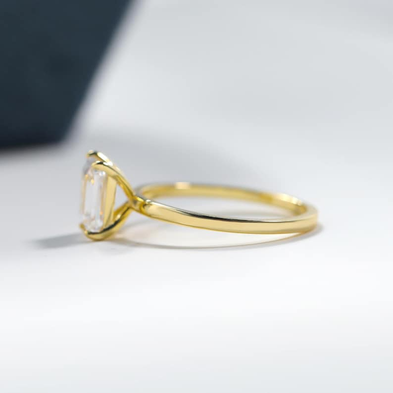 Travel Engagement Ring, Wedding Ring, Emerald Cut Simulated Diamond Ring, Sterling Silver Ring Women, Valentines Gift, Christmas Gift