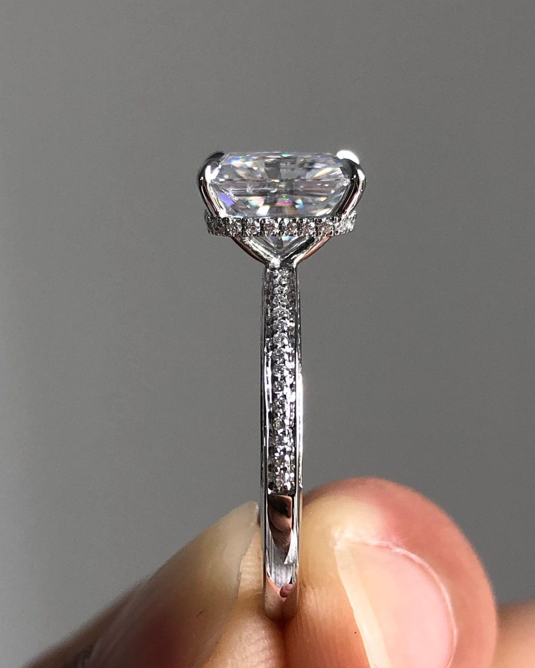 Radiant Cut 5.30 Carat IGI Certified E Color VVS2 Clarity Lab Grown Diamond Engagement Ring Hidden Halo and Side Round Diamonds, Gift for wift