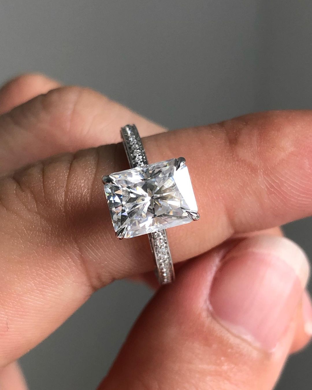 Radiant Cut 5.30 Carat IGI Certified E Color VVS2 Clarity Lab Grown Diamond Engagement Ring Hidden Halo and Side Round Diamonds, Gift for wift